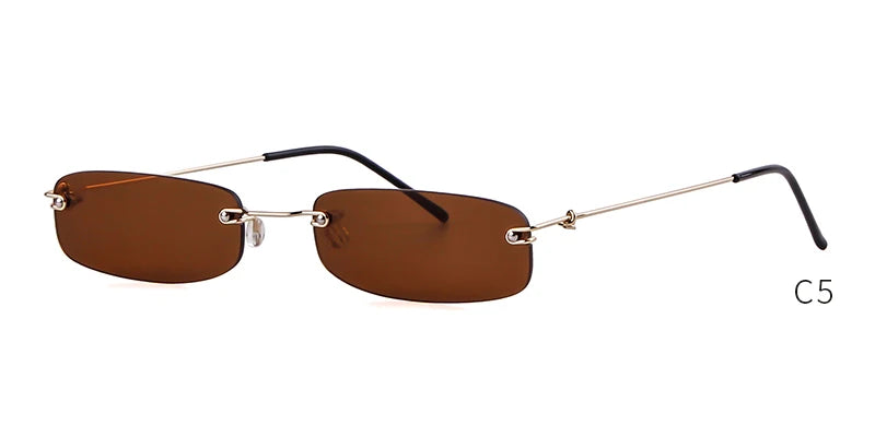 Small Rimless Rectangle Sunglasses