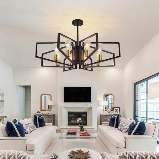 Modern 8-Light Geometric Chandelier