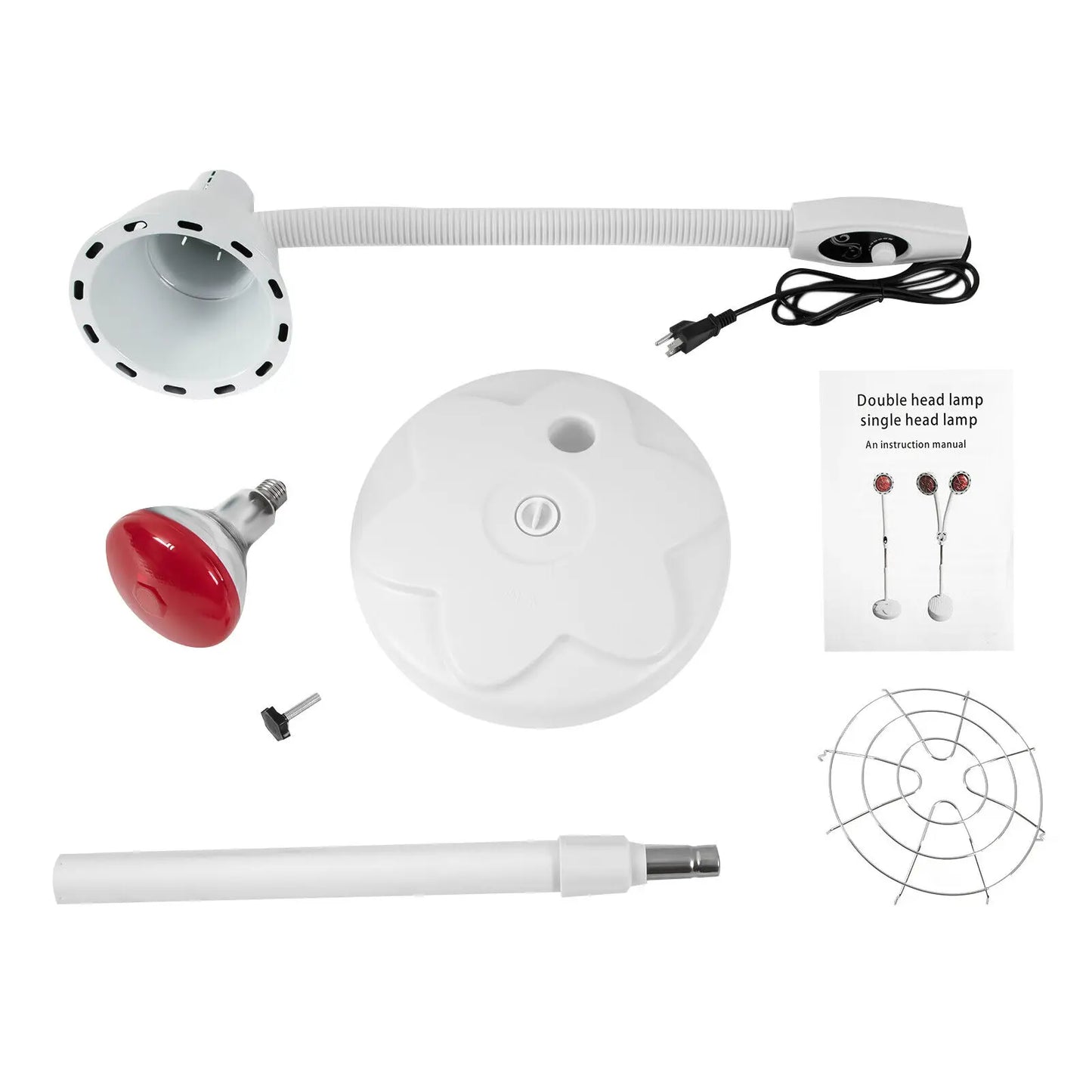 275W IR Infrared Red Heat Therapy Lamp, Pain Relief Light with Floor Stand