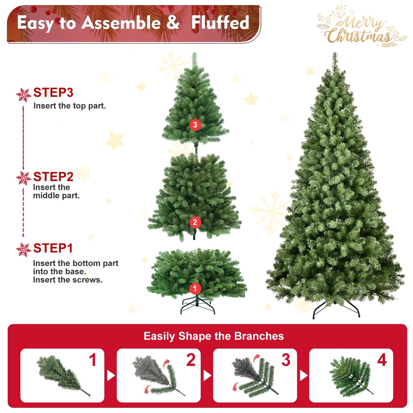 Artificial Prelit Christmas Tree 5FT 6FT 7FT 8FT 9FT