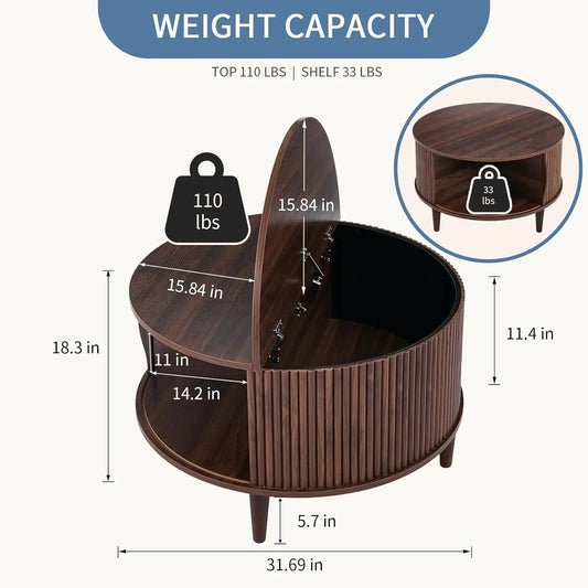 Round Coffee Table with Storage