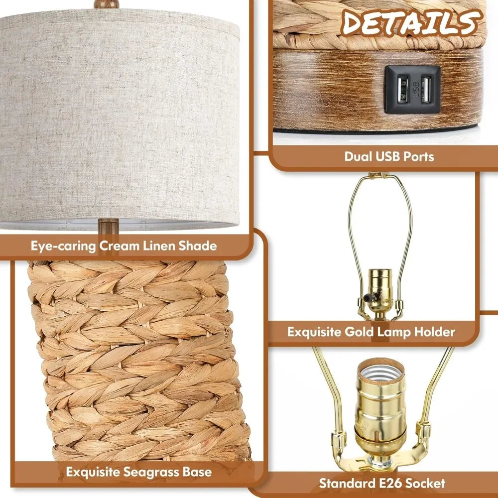 Customizable-Set Of 2 Rattan Table Lamps