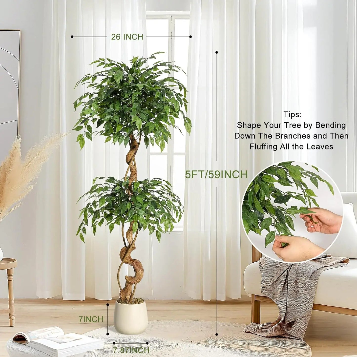 Fabric Silk Artificial Ficus Tree
