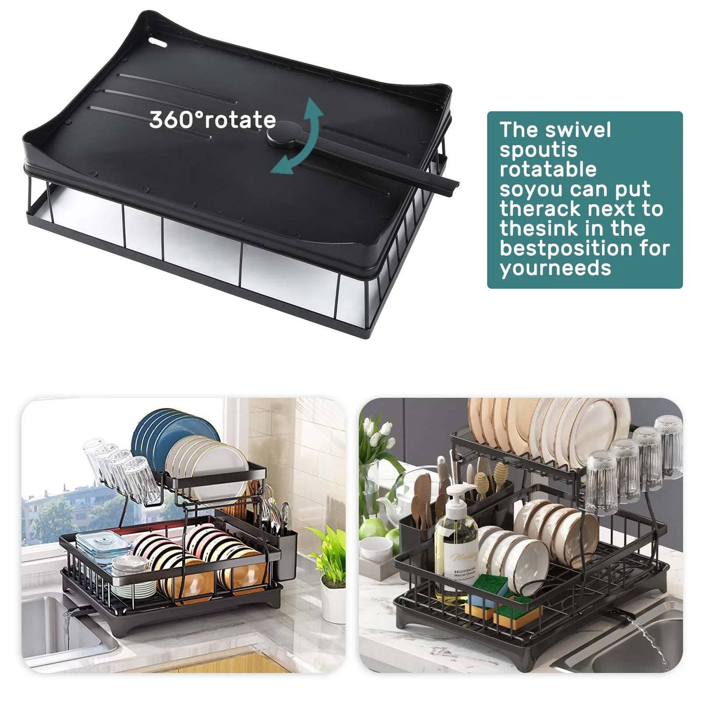 Large 2-tier dish drying rack f