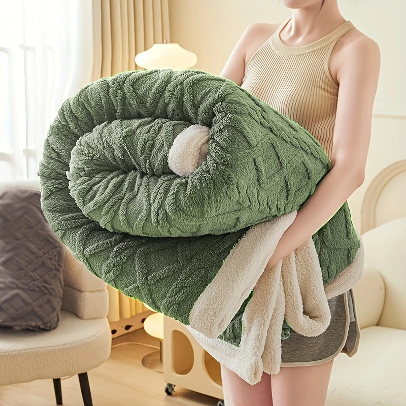 1pc Jacquard Sherpa Weighted Blanket