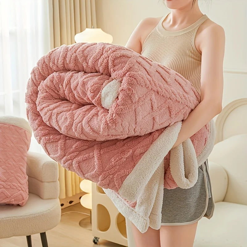 1pc Jacquard Sherpa Weighted Blanket