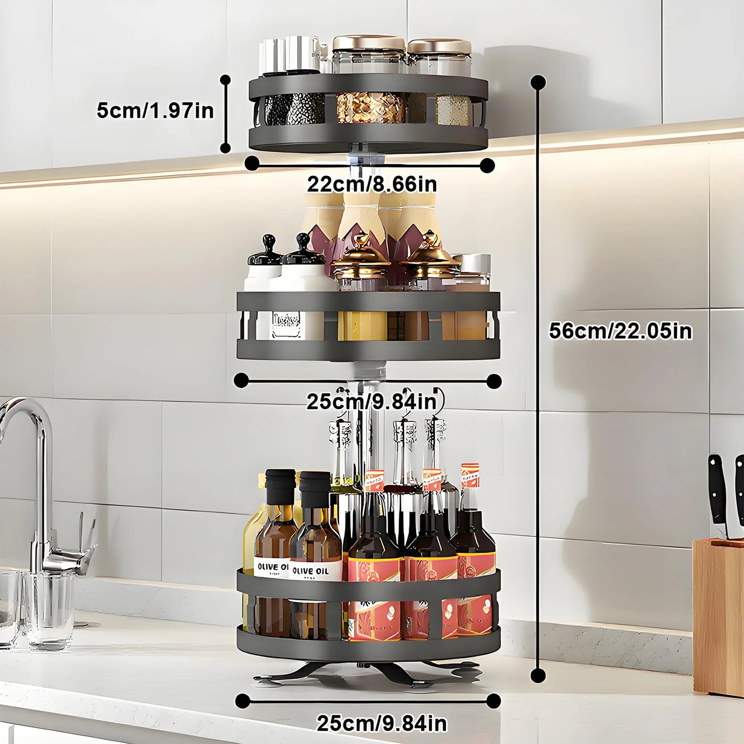 3 Tier Turntable Spice Rack