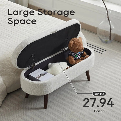 43.8" Boucle Storage Ottoman Bench