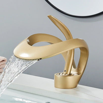 Modern Style Deck Mounted Brass Waterfall Faucet