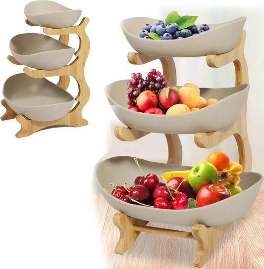 Ceramic Fruit Plate with Bamboo Frame,