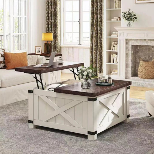 Rustic Farmhouse Lift Top Coffee Table with Large Hidden Storage Space Saving for Living Room,Home Office Industrial Furniture