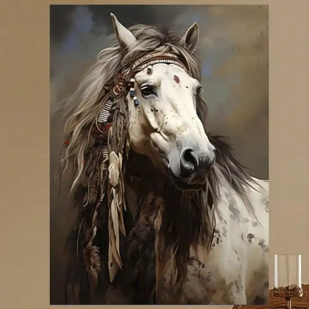 Framed Rustic War Horse Canvas