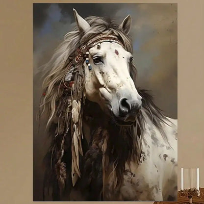 Framed Rustic War Horse Canvas