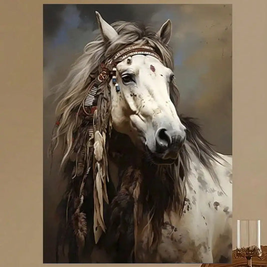 Framed Rustic War Horse Canvas