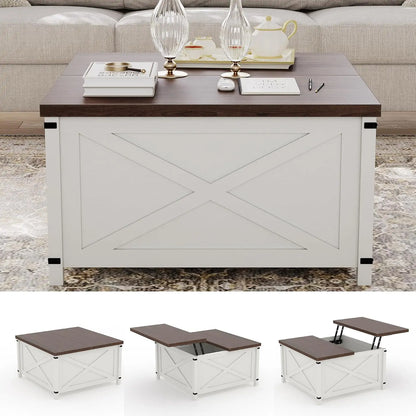 Rustic Farmhouse Lift Top Coffee Table with Large Hidden Storage Space Saving for Living Room,Home Office Industrial Furniture