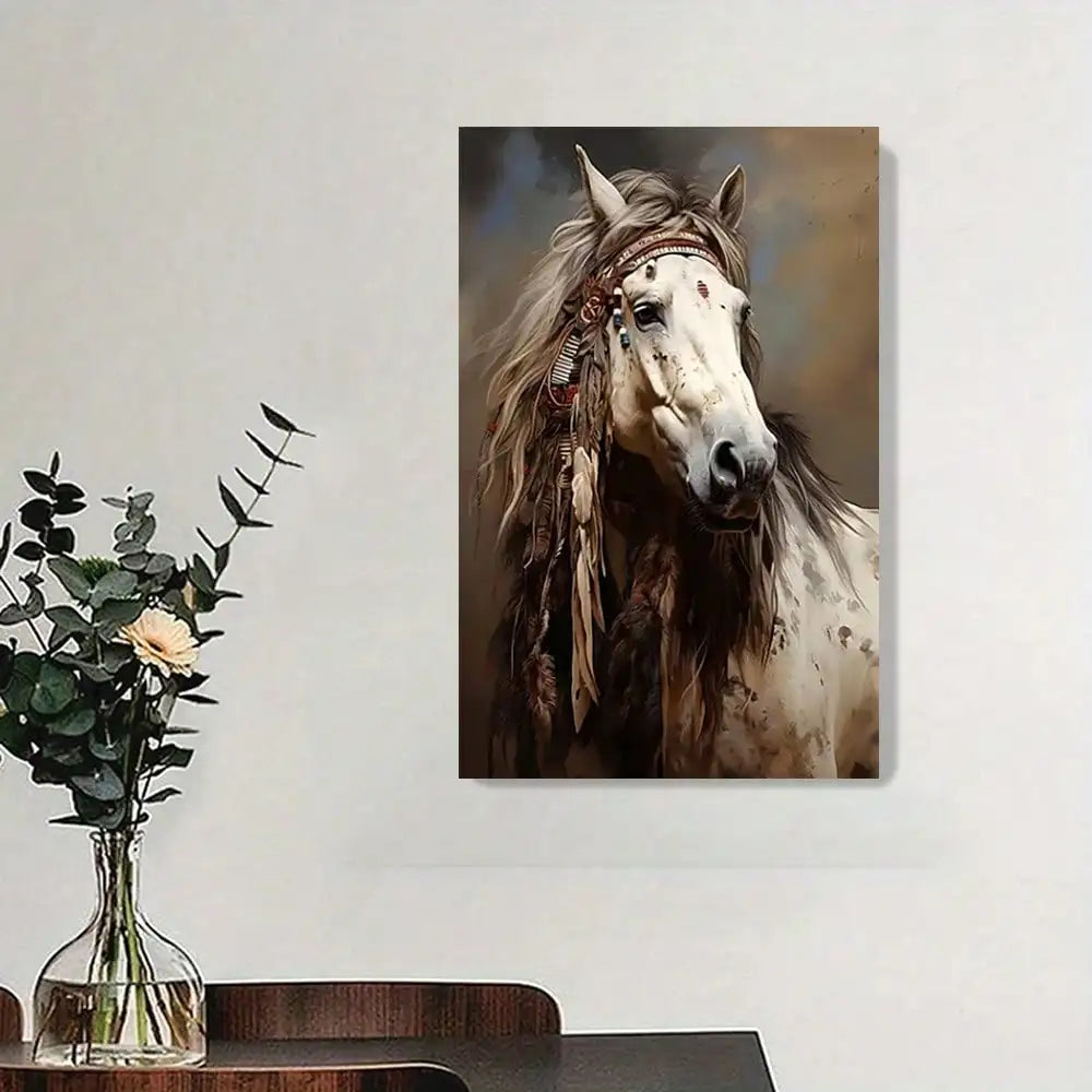 Framed Rustic War Horse Canvas