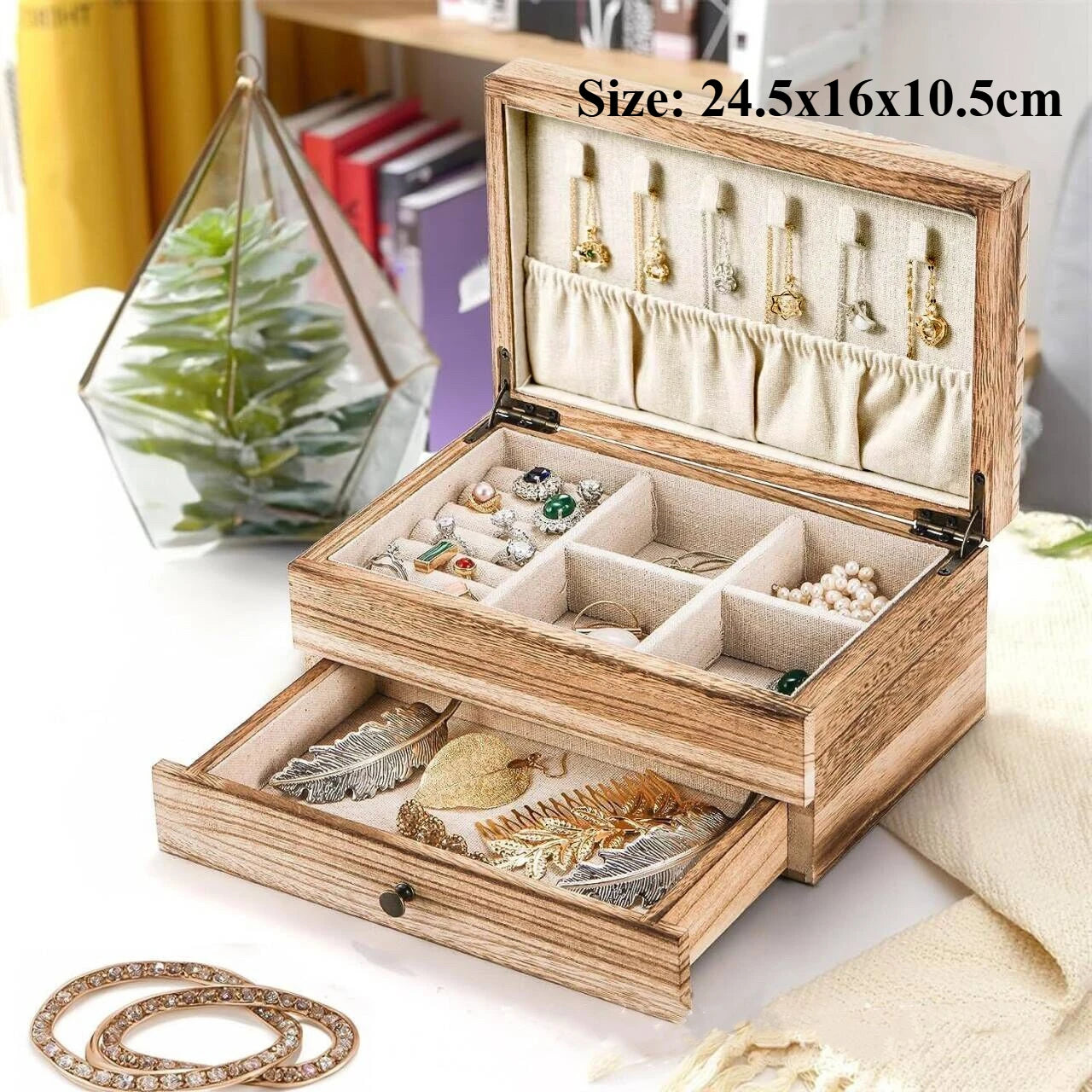 Vintage Jewelry Box Solid Wood Containers