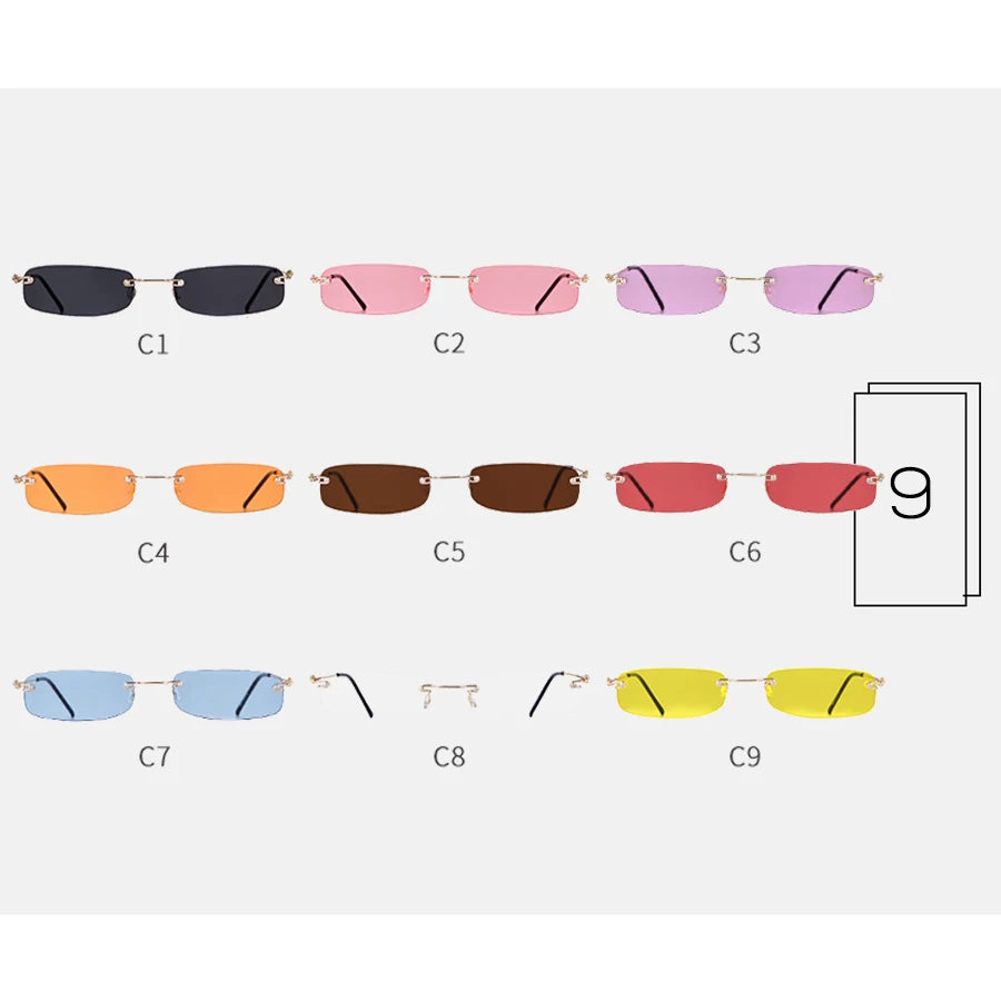 Small Rimless Rectangle Sunglasses