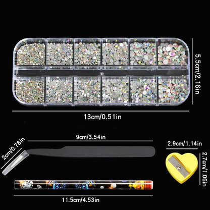 11 Boxes Of 3D Nail Decoration With Peaceful Bottom Pearls, Flat Back Rhinestone Flowers Steel Balls Of Various Styles Of Resin