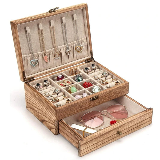 Vintage Jewelry Box Solid Wood Containers