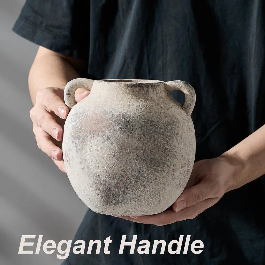 Ceramic Terracotta Vase with Handles