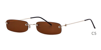 Small Rimless Rectangle Sunglasses