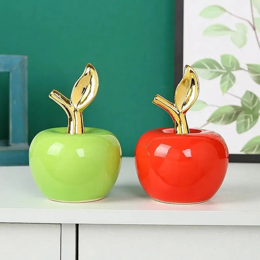 Creative Apple Decorative Items Gilded Ceramic Fruit Craft Living Room Office Desk Apple Sculpture Decorative Items Home Decor