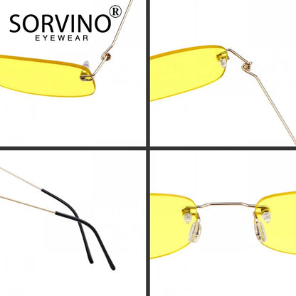 Small Rimless Rectangle Sunglasses