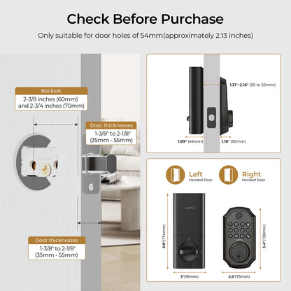 Arpha Smart Lock ‎D280W Keyless Entry Door Lock Fingerprint Bulit-in WiFi Deadbolt Electronic Keypad Auto-Lock Easy Installation
