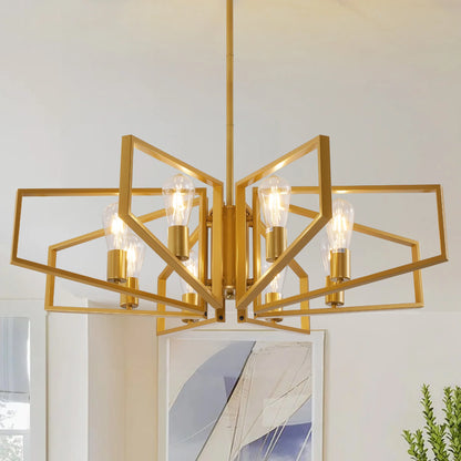 Modern 8-Light Geometric Chandelier