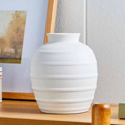 Textured Ribbed Ceramic Vase