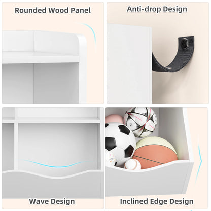 Kids 3-Tier Toy Storage Organizer Bookshelf White- 7 Compartment Bookshelf & Toy Shelf for Kids' Room, Bedroom