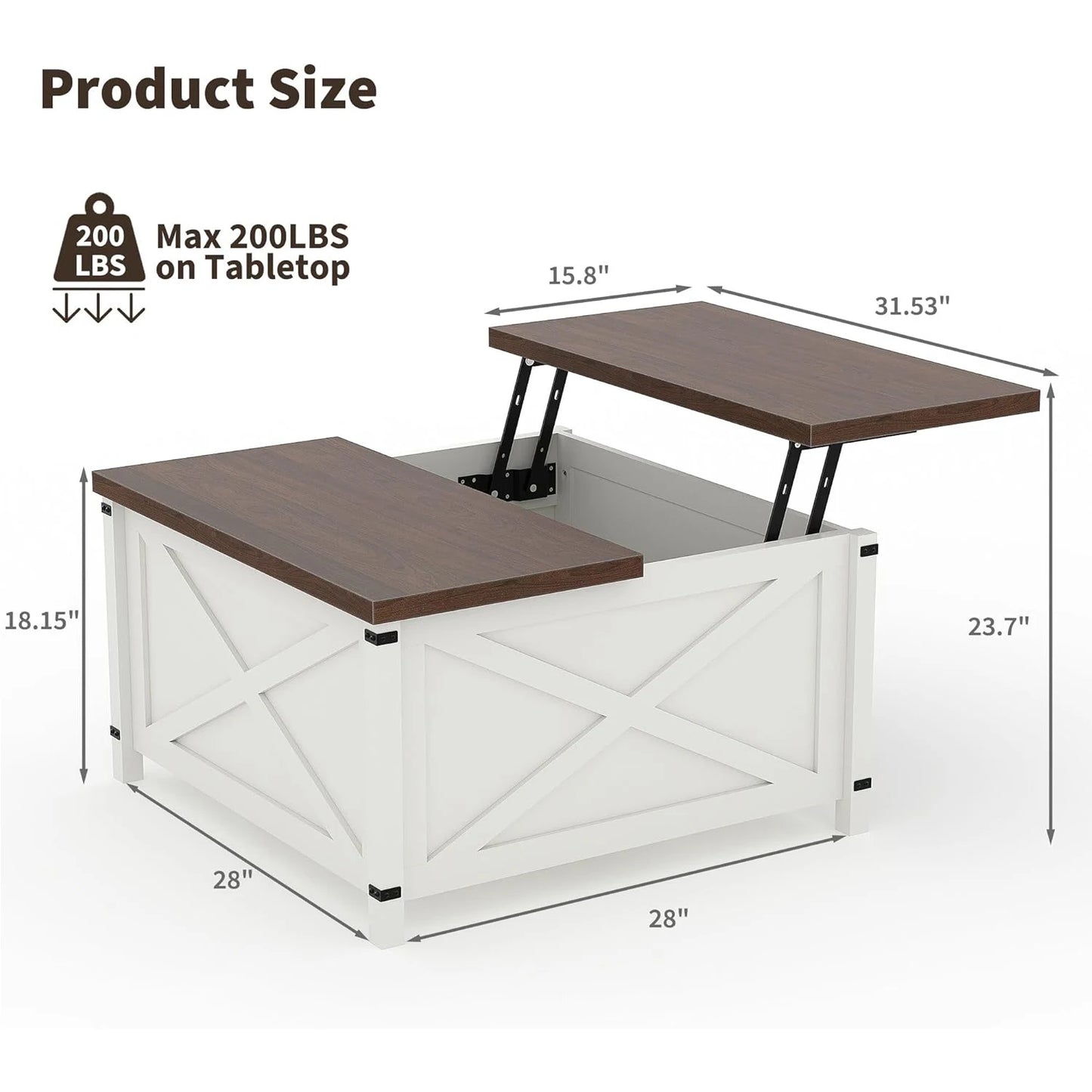 Rustic Farmhouse Lift Top Coffee Table with Large Hidden Storage Space Saving for Living Room,Home Office Industrial Furniture