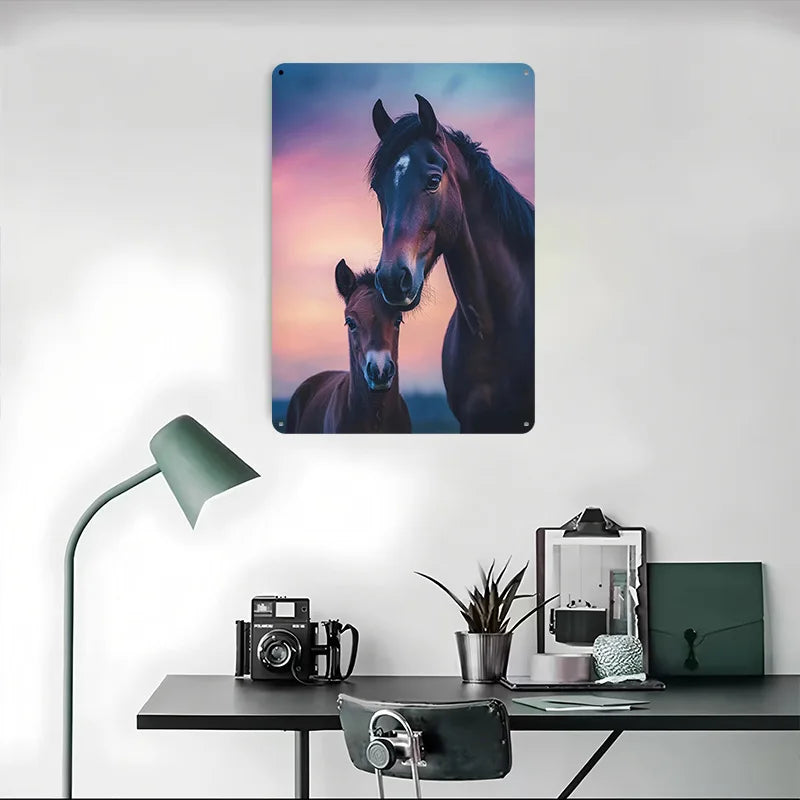 Horse and Foal At Sunset Metal