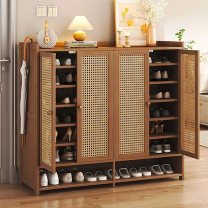 Bamboo Shoe Storage Cabinet with Doors