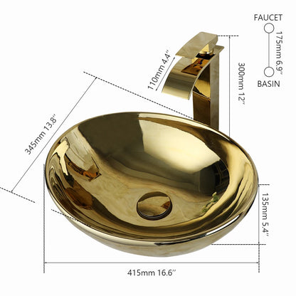 Gold Ceramic Luxury Bathroom Sink Set