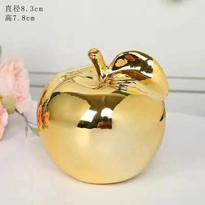Creative Apple Decorative Items Gilded Ceramic Fruit Craft Living Room Office Desk Apple Sculpture Decorative Items Home Decor