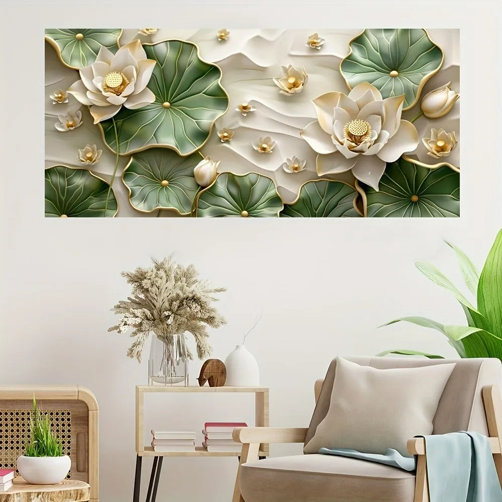 Modern abstract lotus leaf canvas art