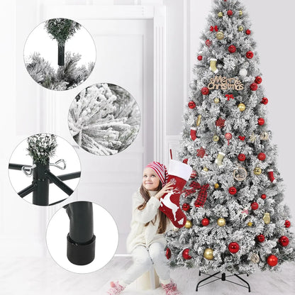 7.5 FT Prelit Snow Flocked Artificial Christmas Tree