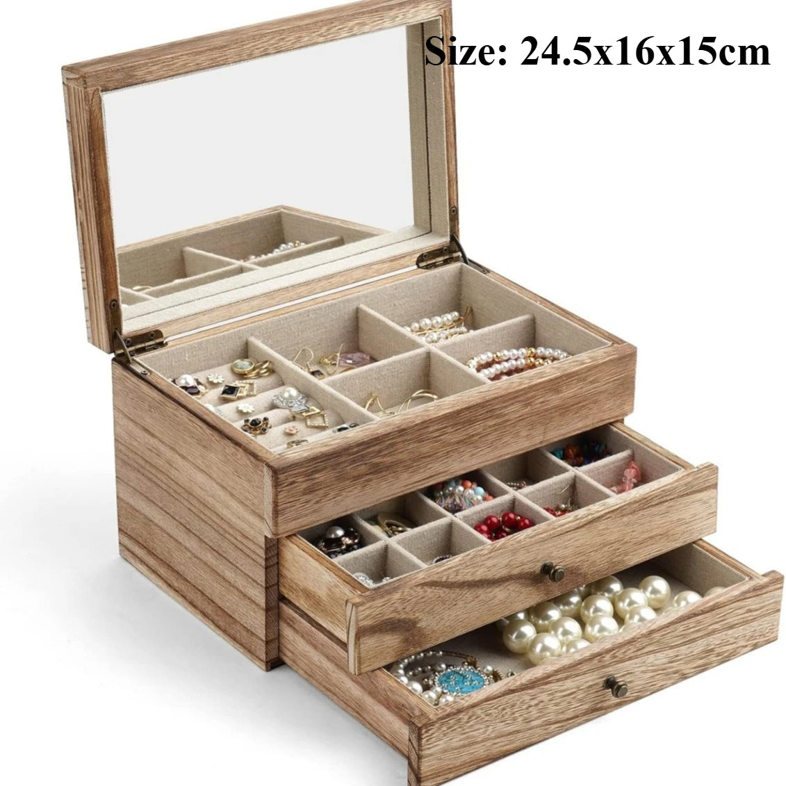 Vintage Jewelry Box Solid Wood Containers