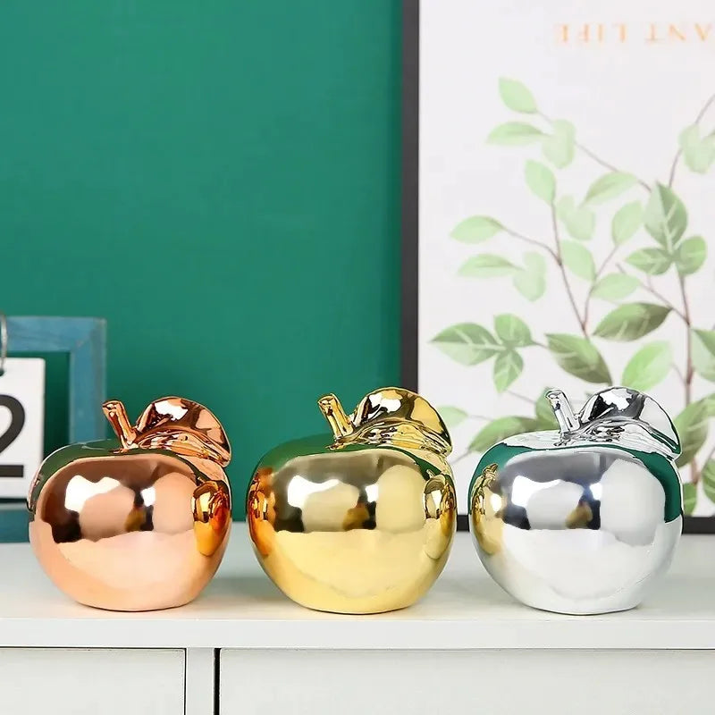 Creative Apple Decorative Items Gilded Ceramic Fruit Craft Living Room Office Desk Apple Sculpture Decorative Items Home Decor