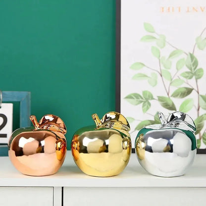 Creative Apple Decorative Items Gilded Ceramic Fruit Craft Living Room Office Desk Apple Sculpture Decorative Items Home Decor