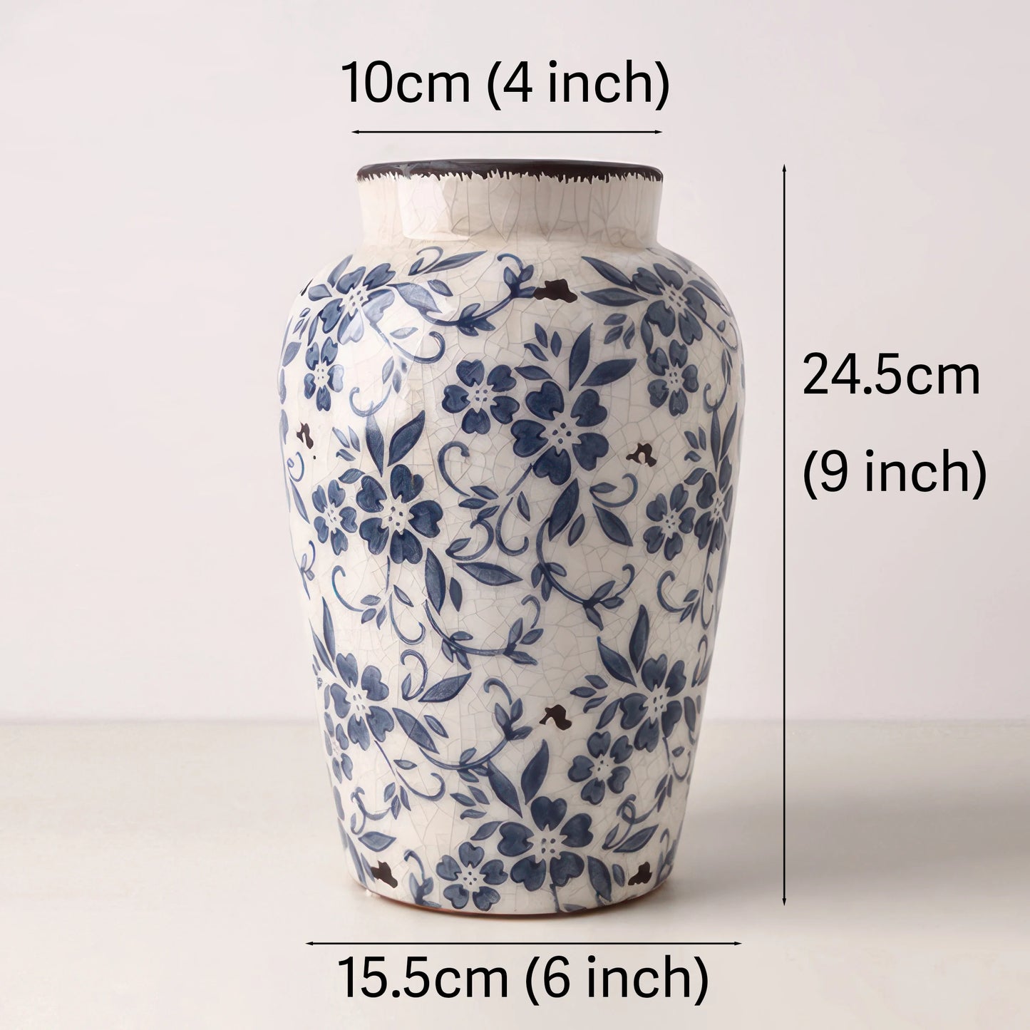 Vintage Ice Crackle Blue Flower Vase