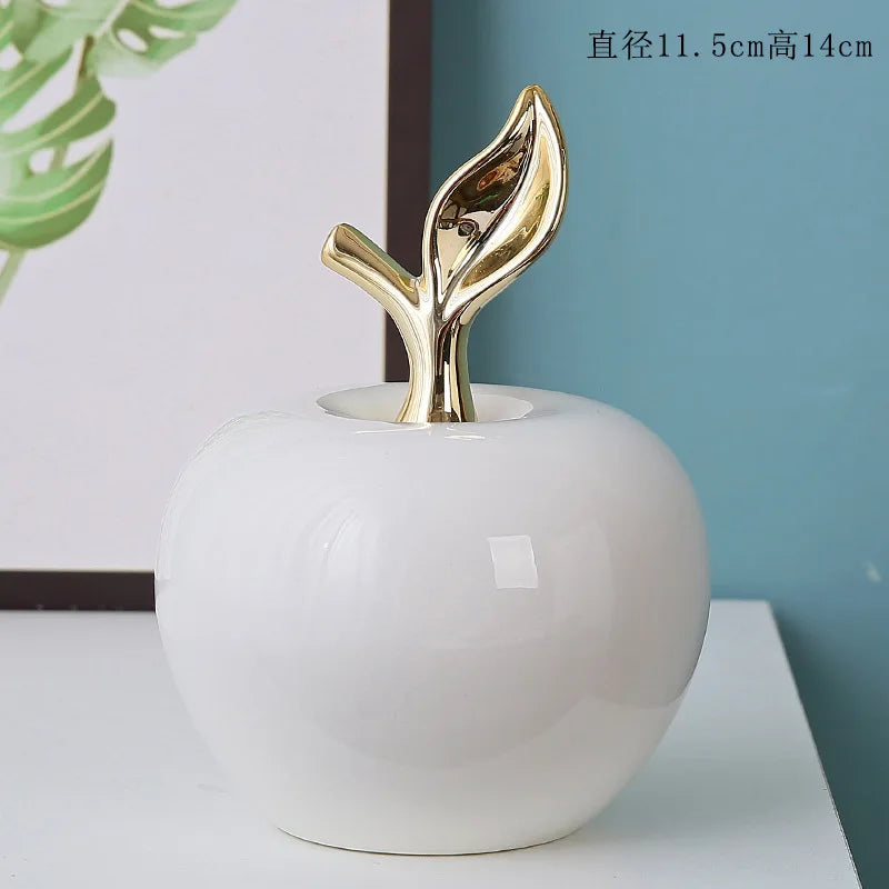 Creative Apple Decorative Items Gilded Ceramic Fruit Craft Living Room Office Desk Apple Sculpture Decorative Items Home Decor