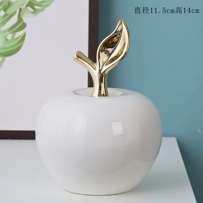 Creative Apple Decorative Items Gilded Ceramic Fruit Craft Living Room Office Desk Apple Sculpture Decorative Items Home Decor