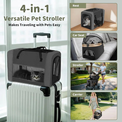 Foldable Double Pet Stroller for Dogs & Cats