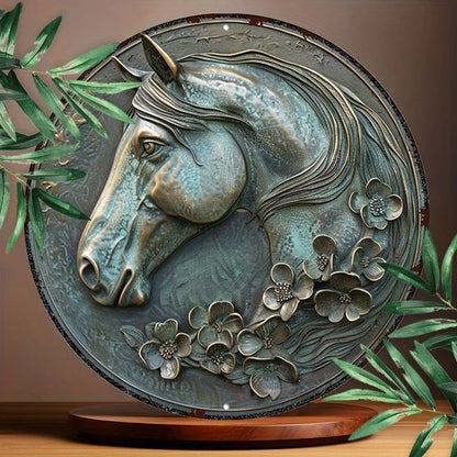 Funny Smiling Horse 2D Round Aluminum Sign