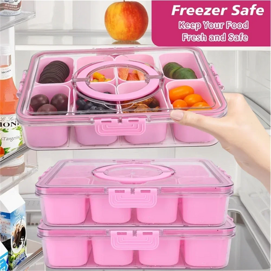 Divided Serving Tray with Lid and Handle