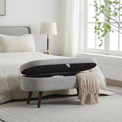 43.8" Boucle Storage Ottoman Bench