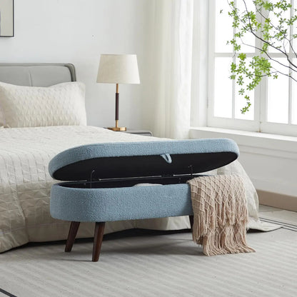 43.8" Boucle Storage Ottoman Bench